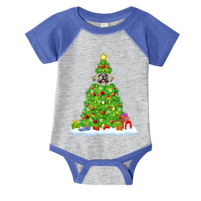 Xmas Decorations Lights Santa Shih Tzu Dog Christmas Tree Gift Infant Baby Jersey Bodysuit