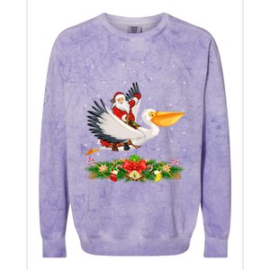 Xmas Decor Lights Funny Santa Riding Pelican Bird Christmas Gift Colorblast Crewneck Sweatshirt