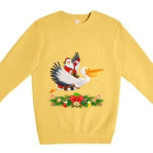 Xmas Decor Lights Funny Santa Riding Pelican Bird Christmas Gift Premium Crewneck Sweatshirt