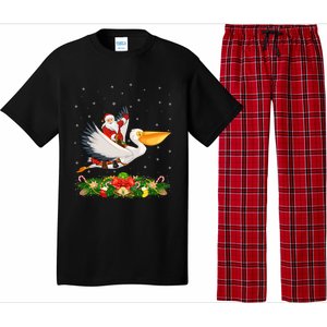 Xmas Decor Lights Funny Santa Riding Pelican Bird Christmas Gift Pajama Set