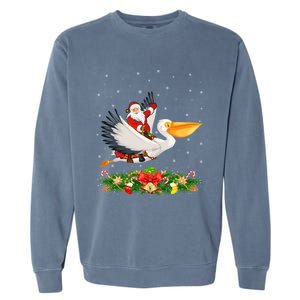 Xmas Decor Lights Funny Santa Riding Pelican Bird Christmas Gift Garment-Dyed Sweatshirt