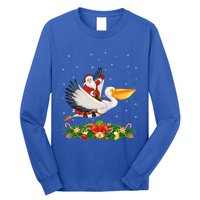 Xmas Decor Lights Funny Santa Riding Pelican Bird Christmas Gift Long Sleeve Shirt