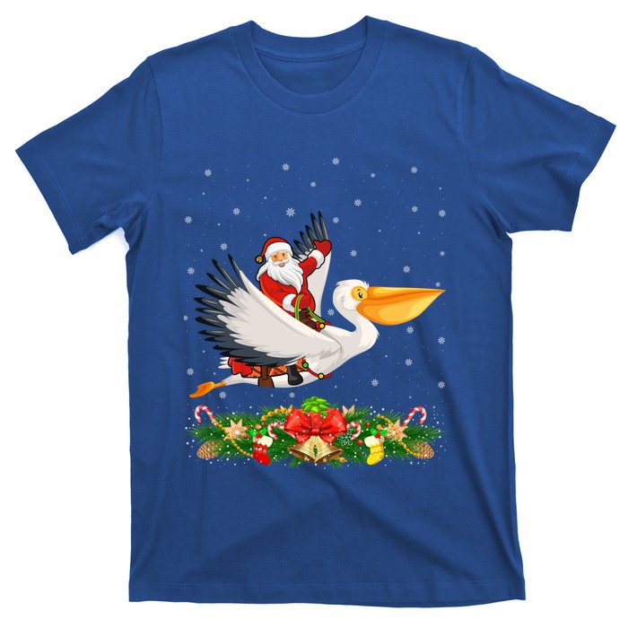 Xmas Decor Lights Funny Santa Riding Pelican Bird Christmas Gift T-Shirt