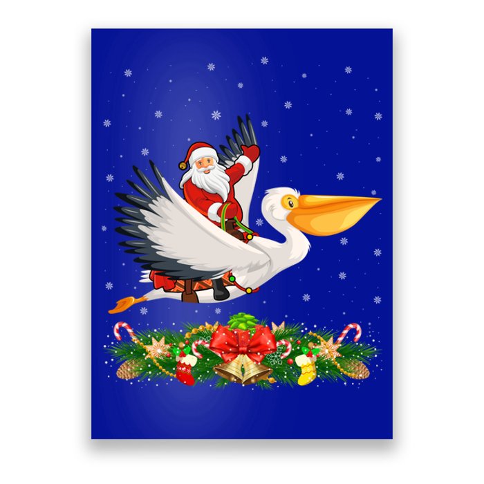 Xmas Decor Lights Funny Santa Riding Pelican Bird Christmas Gift Poster