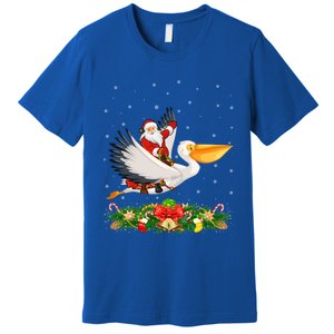 Xmas Decor Lights Funny Santa Riding Pelican Bird Christmas Gift Premium T-Shirt