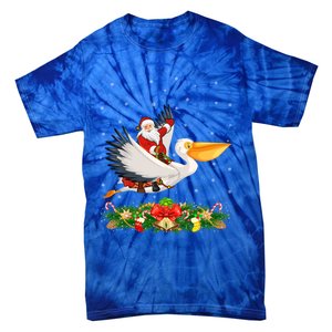 Xmas Decor Lights Funny Santa Riding Pelican Bird Christmas Gift Tie-Dye T-Shirt