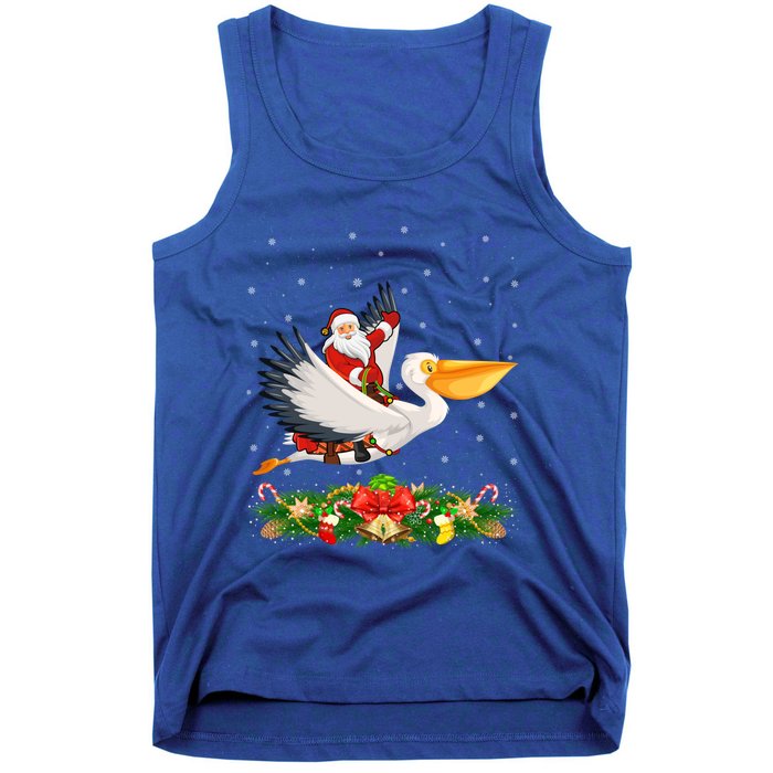 Xmas Decor Lights Funny Santa Riding Pelican Bird Christmas Gift Tank Top