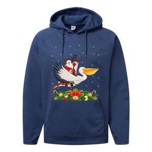 Xmas Decor Lights Funny Santa Riding Pelican Bird Christmas Gift Performance Fleece Hoodie