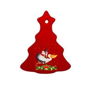 Xmas Decor Lights Funny Santa Riding Pelican Bird Christmas Gift Ceramic Tree Ornament