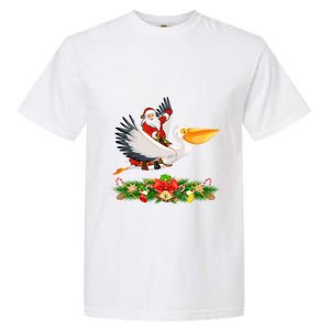 Xmas Decor Lights Funny Santa Riding Pelican Bird Christmas Gift Garment-Dyed Heavyweight T-Shirt