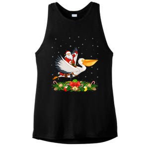 Xmas Decor Lights Funny Santa Riding Pelican Bird Christmas Gift Ladies PosiCharge Tri-Blend Wicking Tank