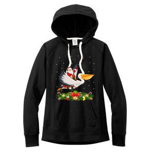 Xmas Decor Lights Funny Santa Riding Pelican Bird Christmas Gift Women's Fleece Hoodie