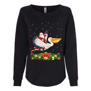 Xmas Decor Lights Funny Santa Riding Pelican Bird Christmas Gift Womens California Wash Sweatshirt