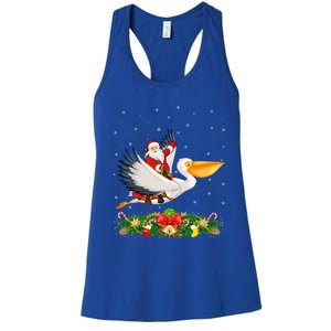 Xmas Decor Lights Funny Santa Riding Pelican Bird Christmas Gift Women's Racerback Tank