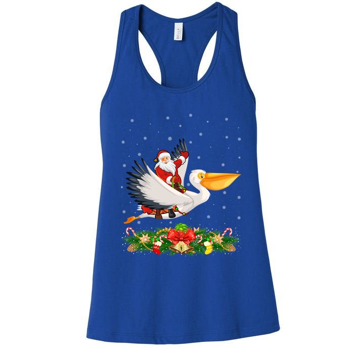 Xmas Decor Lights Funny Santa Riding Pelican Bird Christmas Gift Women's Racerback Tank