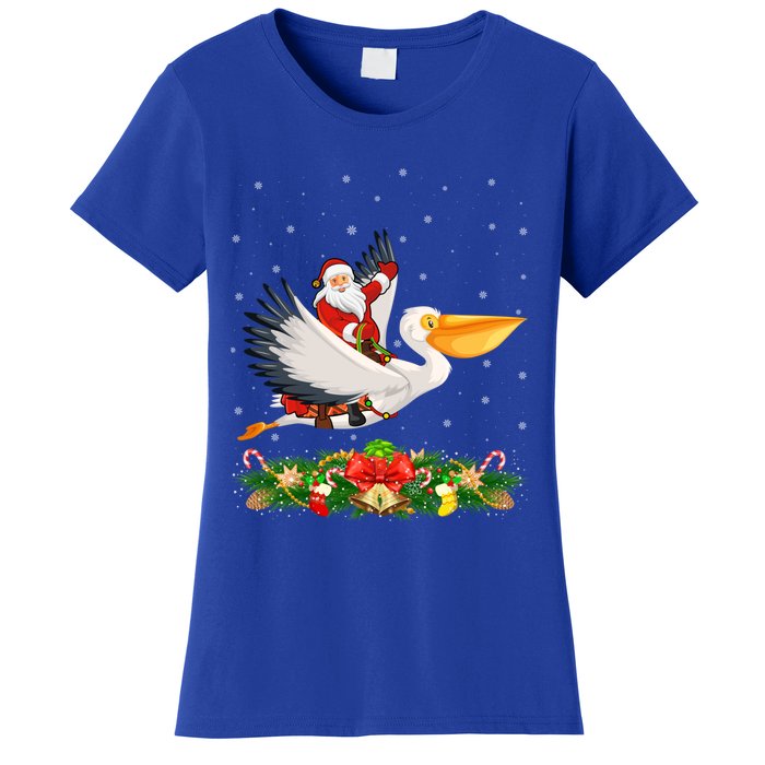 Xmas Decor Lights Funny Santa Riding Pelican Bird Christmas Gift Women's T-Shirt