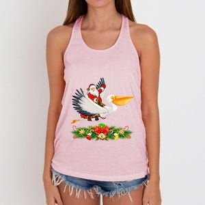 Xmas Decor Lights Funny Santa Riding Pelican Bird Christmas Gift Women's Knotted Racerback Tank