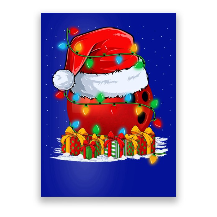 Xmas Decorations Lighting Santa Bowling Christmas Gift Poster