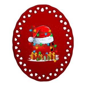 Xmas Decorations Lighting Santa Bowling Christmas Gift Ceramic Oval Ornament