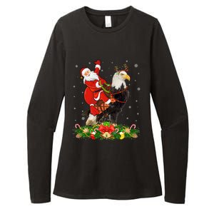 Xmas Decor Lights Funny Santa Riding Eagle Bird Christmas Cool Gift Womens CVC Long Sleeve Shirt