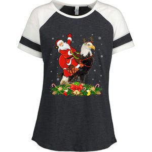 Xmas Decor Lights Funny Santa Riding Eagle Bird Christmas Cool Gift Enza Ladies Jersey Colorblock Tee