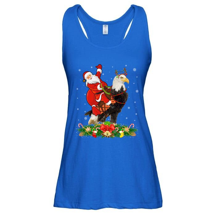 Xmas Decor Lights Funny Santa Riding Eagle Bird Christmas Cool Gift Ladies Essential Flowy Tank