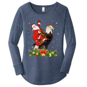 Xmas Decor Lights Funny Santa Riding Eagle Bird Christmas Cool Gift Women's Perfect Tri Tunic Long Sleeve Shirt