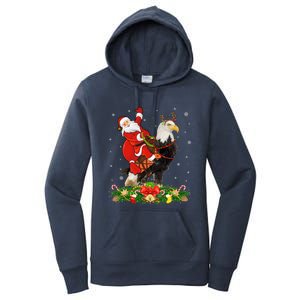 Xmas Decor Lights Funny Santa Riding Eagle Bird Christmas Cool Gift Women's Pullover Hoodie