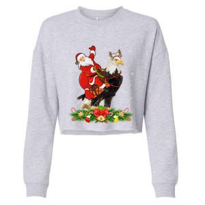 Xmas Decor Lights Funny Santa Riding Eagle Bird Christmas Cool Gift Cropped Pullover Crew