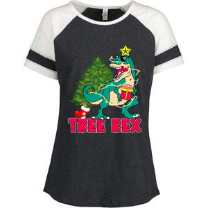 Xmas Dinosaur Merry Rexmas Trex Tree Rex Christmas Gift Enza Ladies Jersey Colorblock Tee