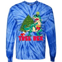 Xmas Dinosaur Merry Rexmas Trex Tree Rex Christmas Gift Tie-Dye Long Sleeve Shirt