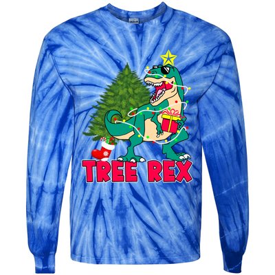 Xmas Dinosaur Merry Rexmas Trex Tree Rex Christmas Gift Tie-Dye Long Sleeve Shirt