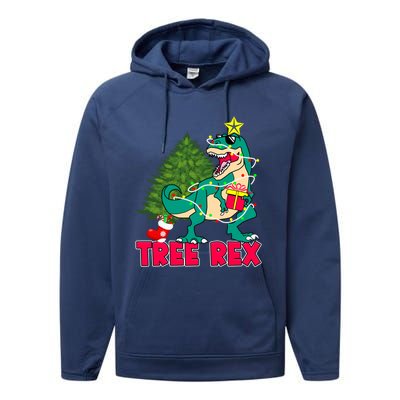 Xmas Dinosaur Merry Rexmas Trex Tree Rex Christmas Gift Performance Fleece Hoodie