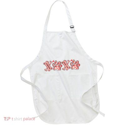 Xoxo Dog Paw Print Valentines Day Dog Lovers Dog Mom Dog Dad Full-Length Apron With Pockets