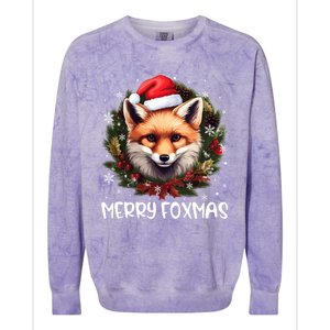 Xmas Decoration Santa Fox Christmas Merry Foxmas Colorblast Crewneck Sweatshirt