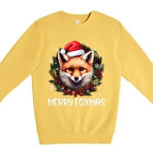 Xmas Decoration Santa Fox Christmas Merry Foxmas Premium Crewneck Sweatshirt