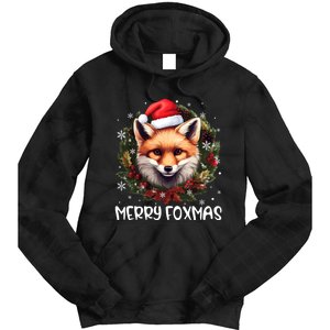 Xmas Decoration Santa Fox Christmas Merry Foxmas Tie Dye Hoodie