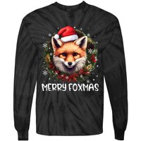 Xmas Decoration Santa Fox Christmas Merry Foxmas Tie-Dye Long Sleeve Shirt