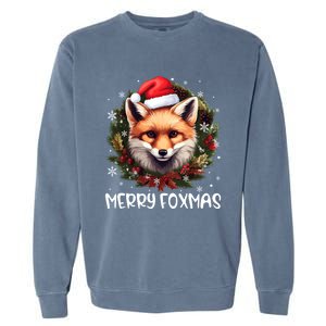 Xmas Decoration Santa Fox Christmas Merry Foxmas Garment-Dyed Sweatshirt