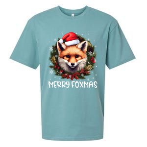 Xmas Decoration Santa Fox Christmas Merry Foxmas Sueded Cloud Jersey T-Shirt