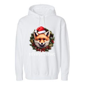 Xmas Decoration Santa Fox Christmas Merry Foxmas Garment-Dyed Fleece Hoodie