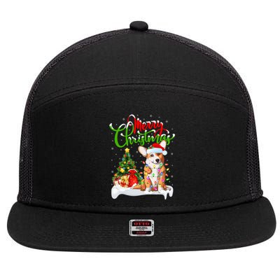 Xmas Decorations Santa Corgi Dog Christmas Funny Gift 7 Panel Mesh Trucker Snapback Hat