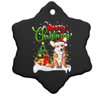 Xmas Decorations Santa Corgi Dog Christmas Funny Gift Ceramic Star Ornament