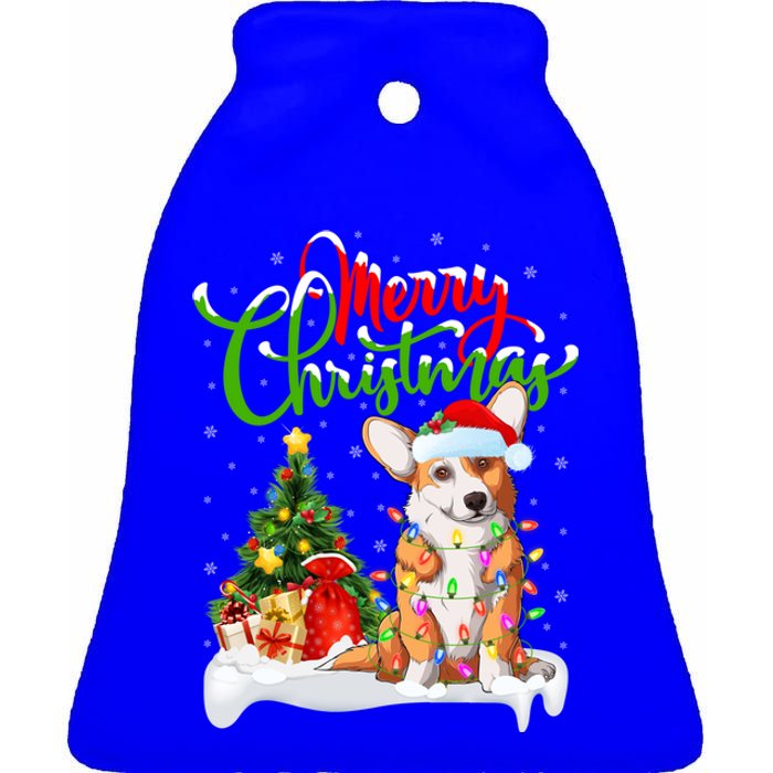 Xmas Decorations Santa Corgi Dog Christmas Funny Gift Ceramic Bell Ornament