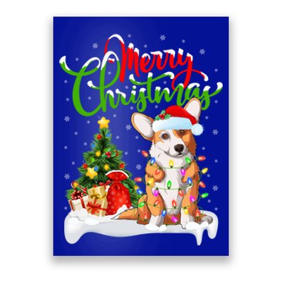 Xmas Decorations Santa Corgi Dog Christmas Funny Gift Poster