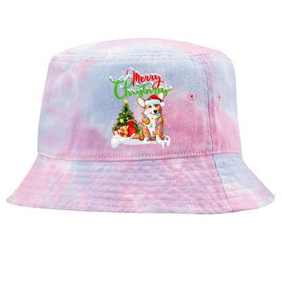 Xmas Decorations Santa Corgi Dog Christmas Funny Gift Tie-Dyed Bucket Hat