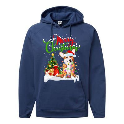 Xmas Decorations Santa Corgi Dog Christmas Funny Gift Performance Fleece Hoodie