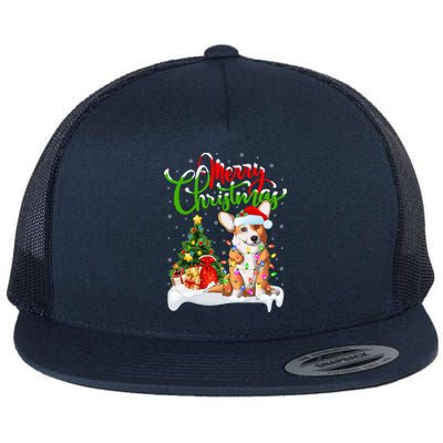 Xmas Decorations Santa Corgi Dog Christmas Funny Gift Flat Bill Trucker Hat