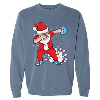 Xmas Dabbing Santa Bowling Ball And Pins Christmas Bowling Gift Garment-Dyed Sweatshirt