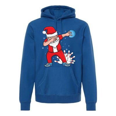 Xmas Dabbing Santa Bowling Ball And Pins Christmas Bowling Gift Premium Hoodie